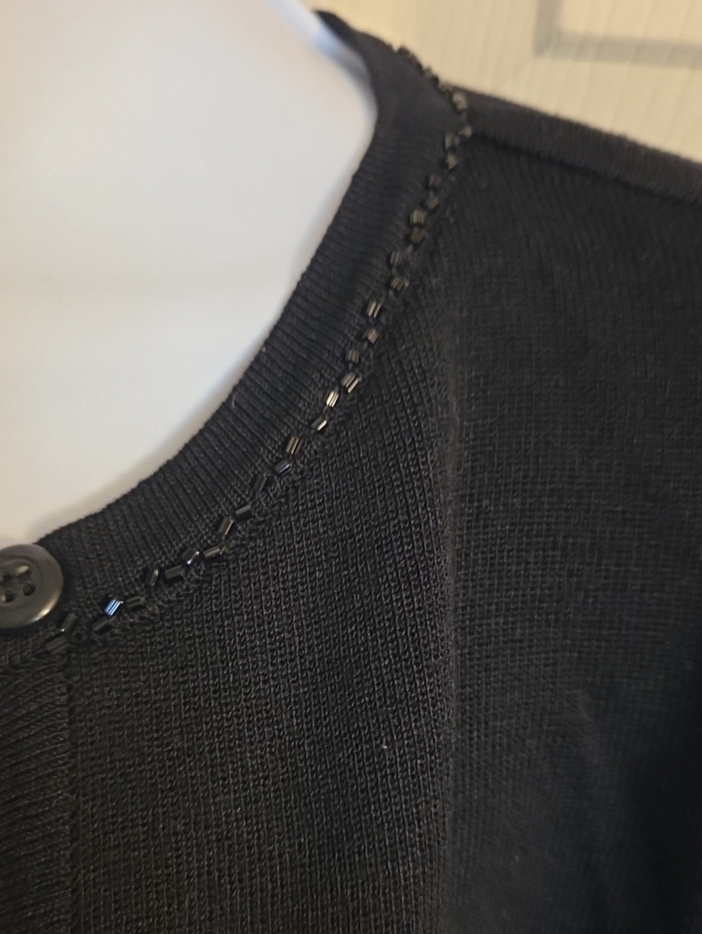 BCBG Nordstrom Exclusive Black Knit Beaded Cardigan Size Large - Picture 7 of 11